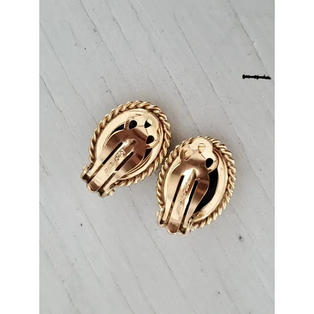 Vintage Tiger-Eye Clip On Gold-fill Earrings